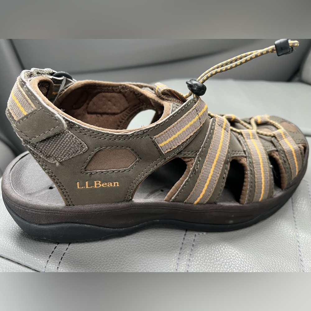 L.L. Bean Mens Sandals Brown Adjustable Sport Outdoor Comfort Hiking size 7.5